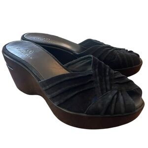 Cole Haan Air Austyn Black‎ Suede Peep toe Wedge Heel Women's 8 B